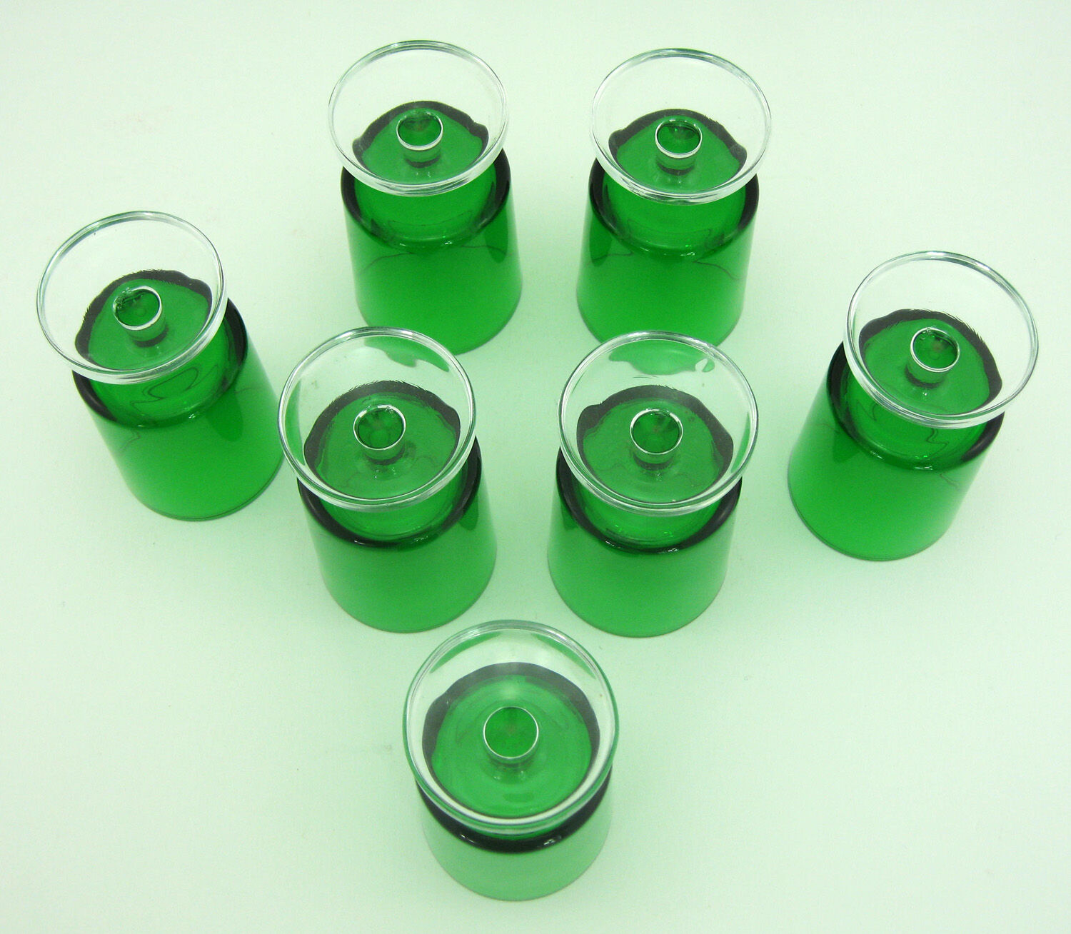 7 bottle green walking glasses - Cavalier Luminarc France 70