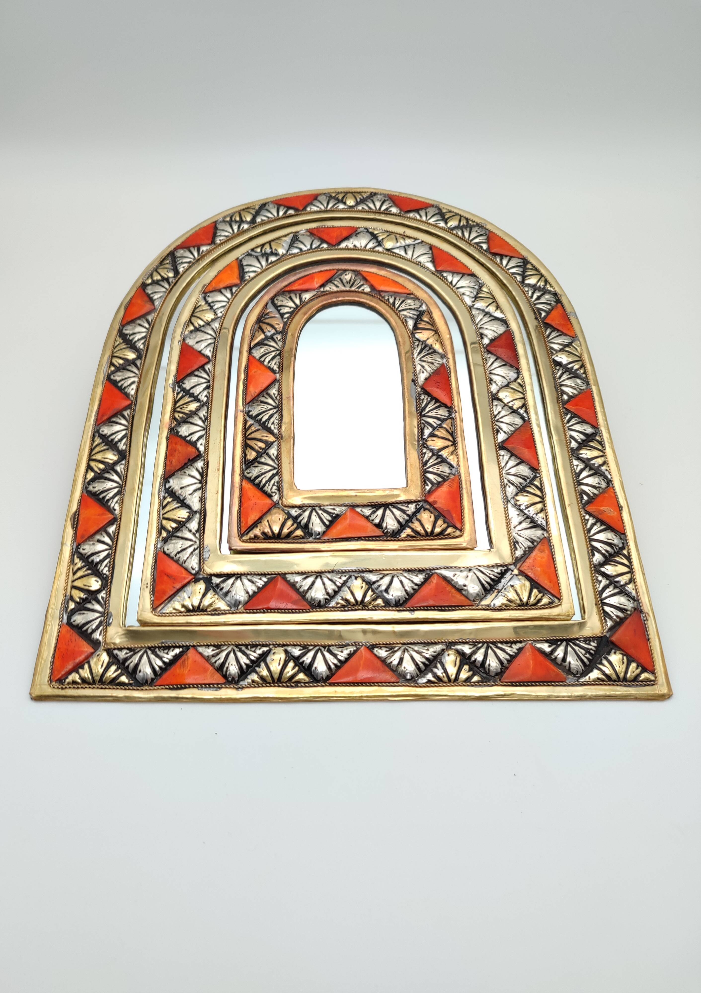 Set of 3 copper mirror wall decoration