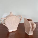 Saint Amand Art Deco earthenware creamer and sugar bowl