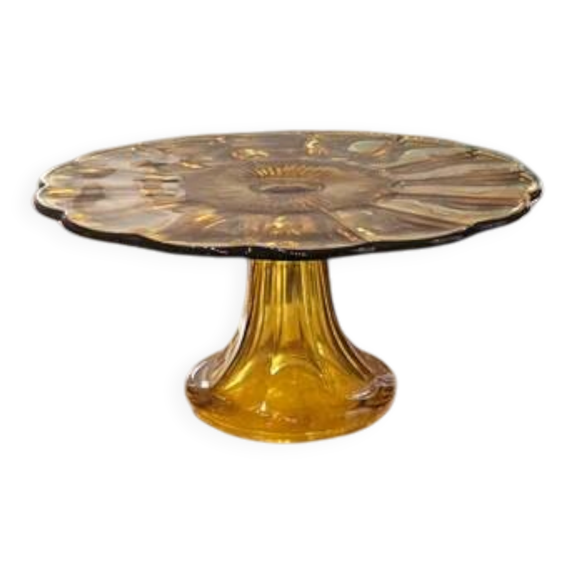 Art Deco amber glass cake stand - Luxval style from the 1930s