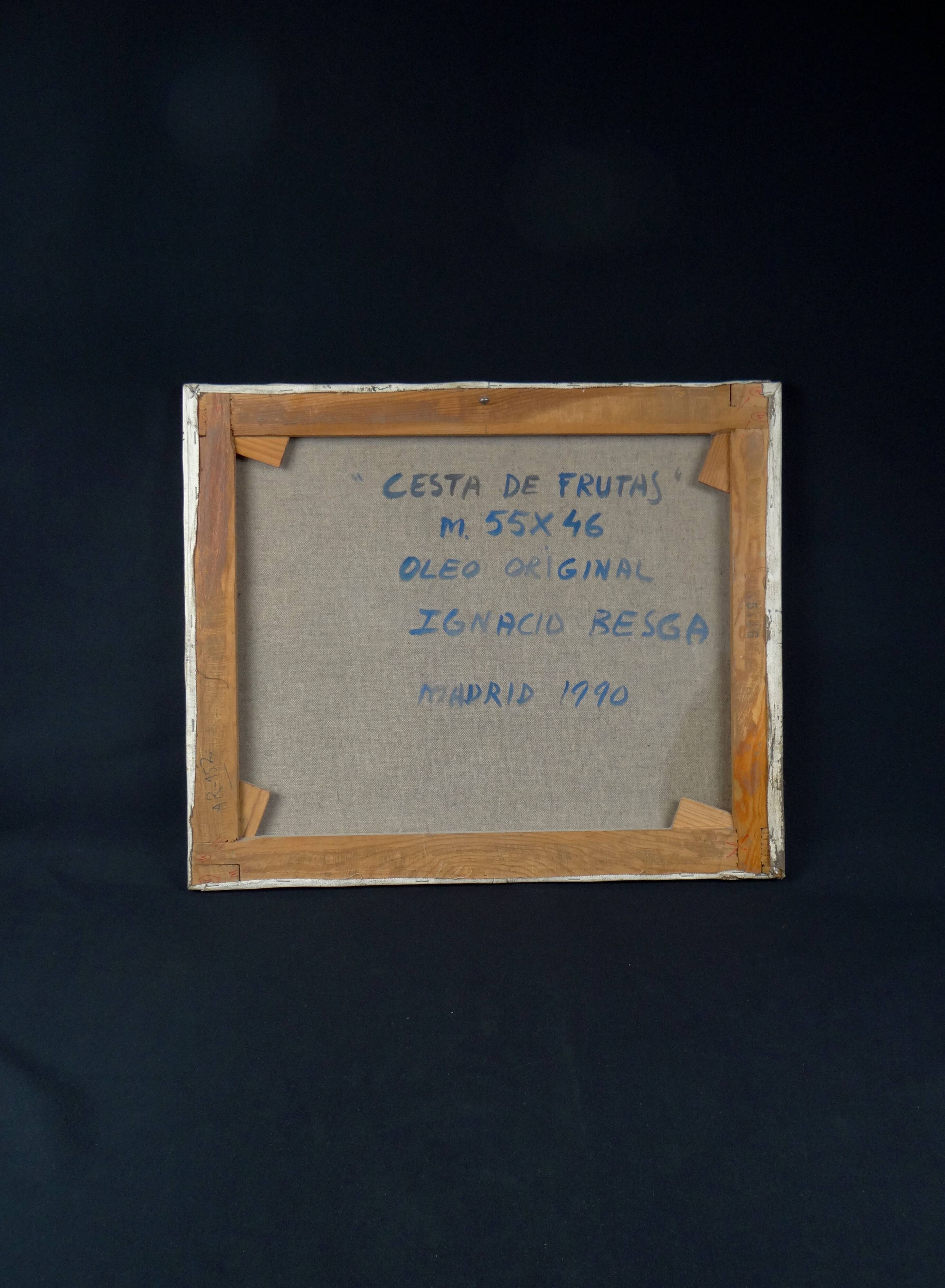 'Cestas de Frutas' (Basket of fruit) Oil on canvas signed Ignacio Besga
