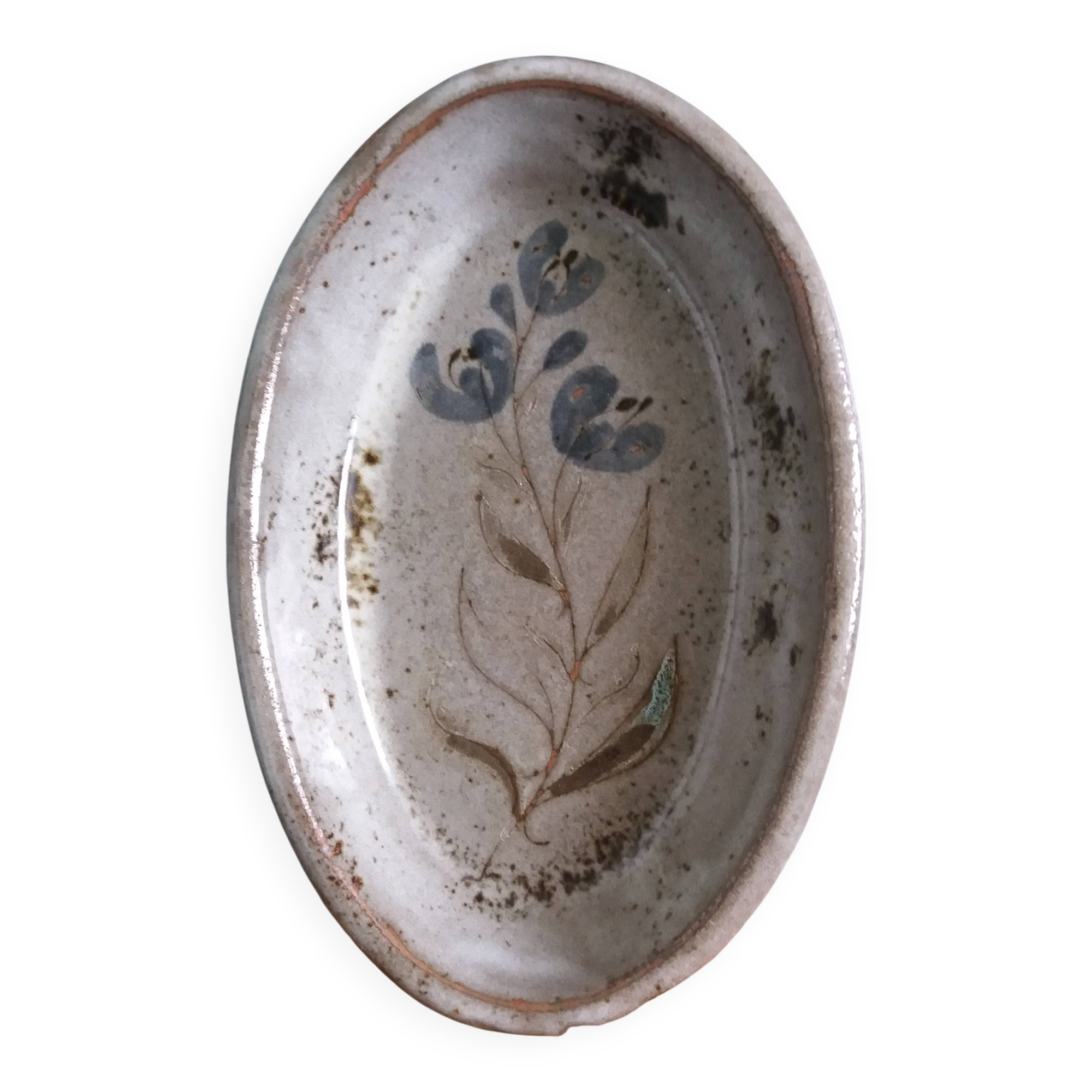 Bowl or small dish signed by Atch Thierry and Chantal Robert in Loir stoneware.