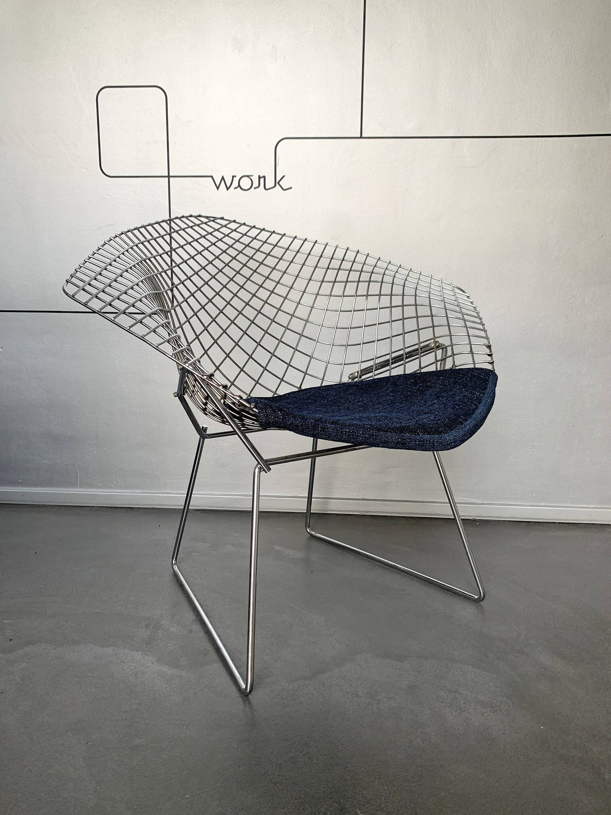 Fauteuil Diamond 421 Chrome Harry Bertoia pour Knoll International, 1970-80