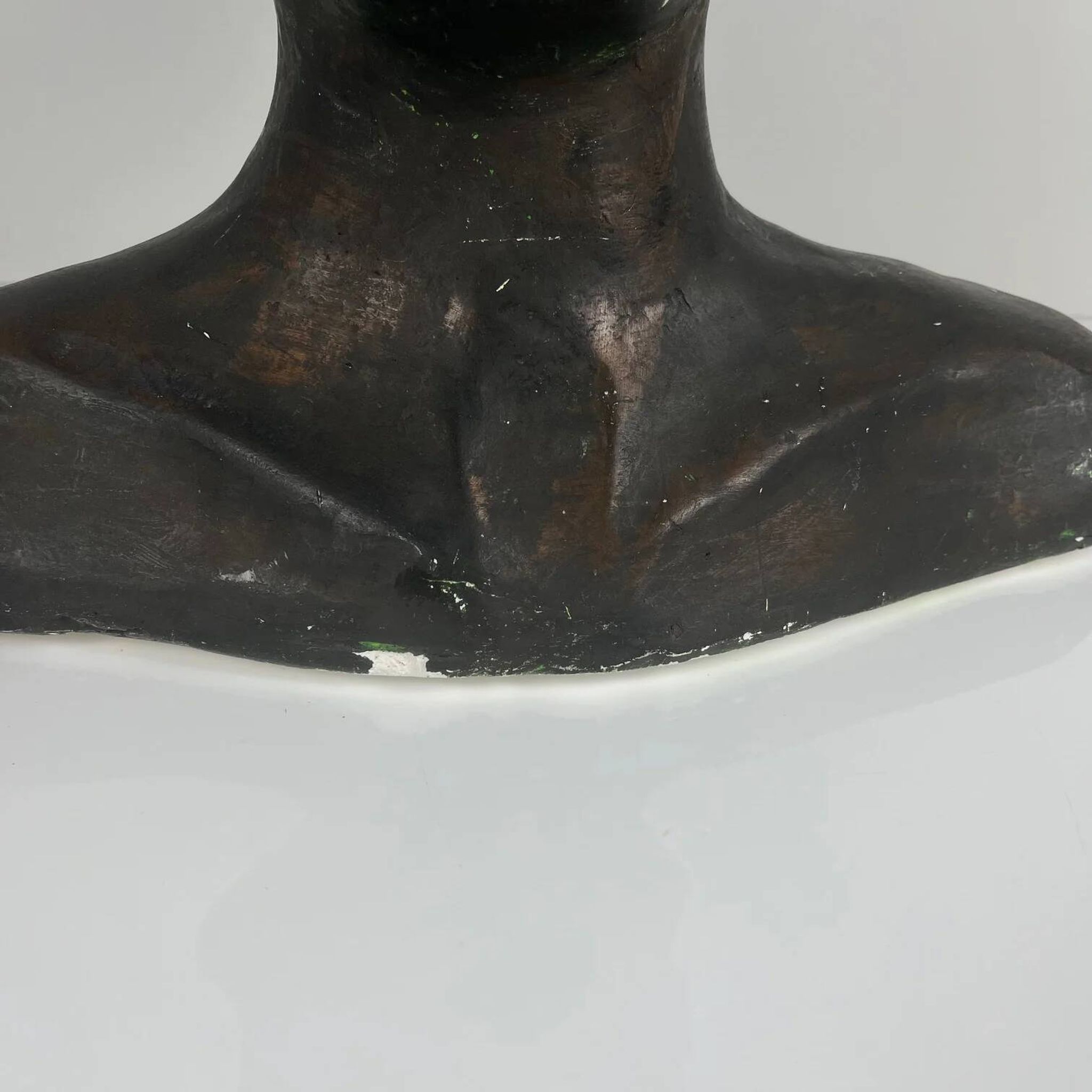 Female bust in neoclassical style in plaster by M. Mongey, 20th century.