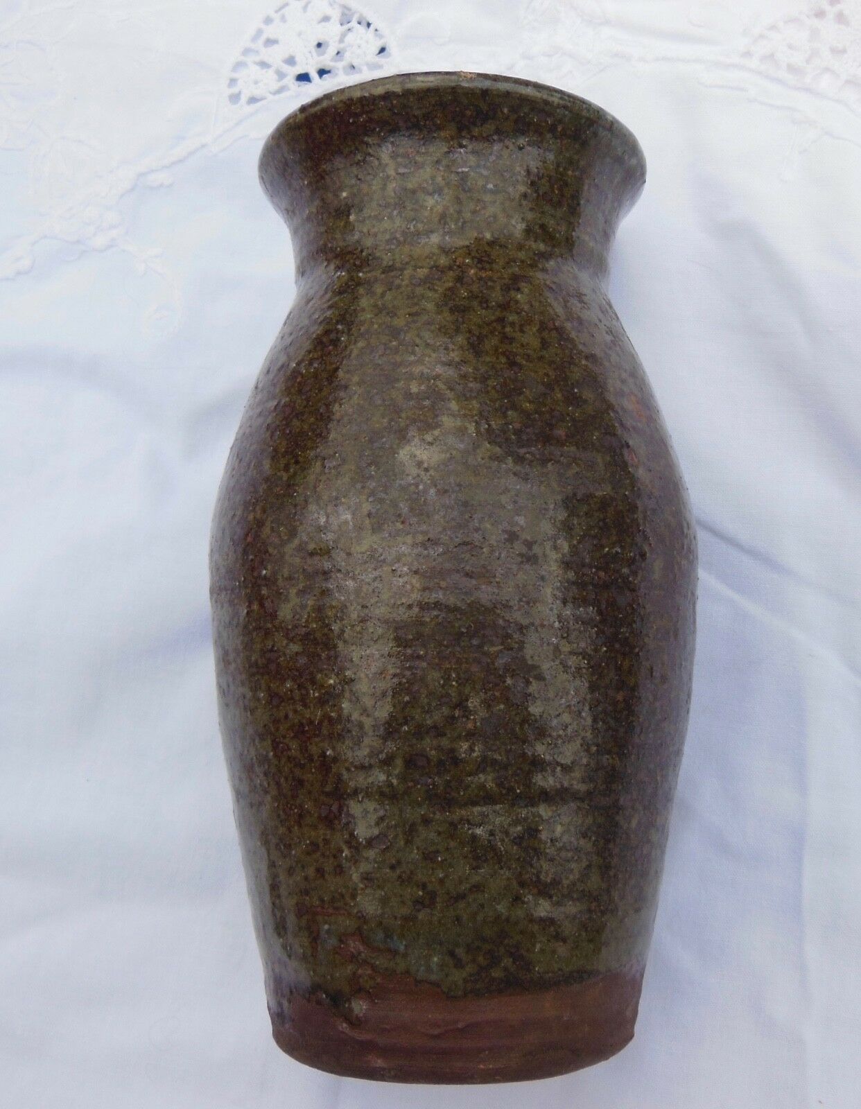 VASE IN SPECKLED AND GLAZED CERAMIC -MONOGRAMMED - TO BE IDENTIFIED