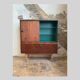 Vintage rosewood veneer top sideboard and dark green interior