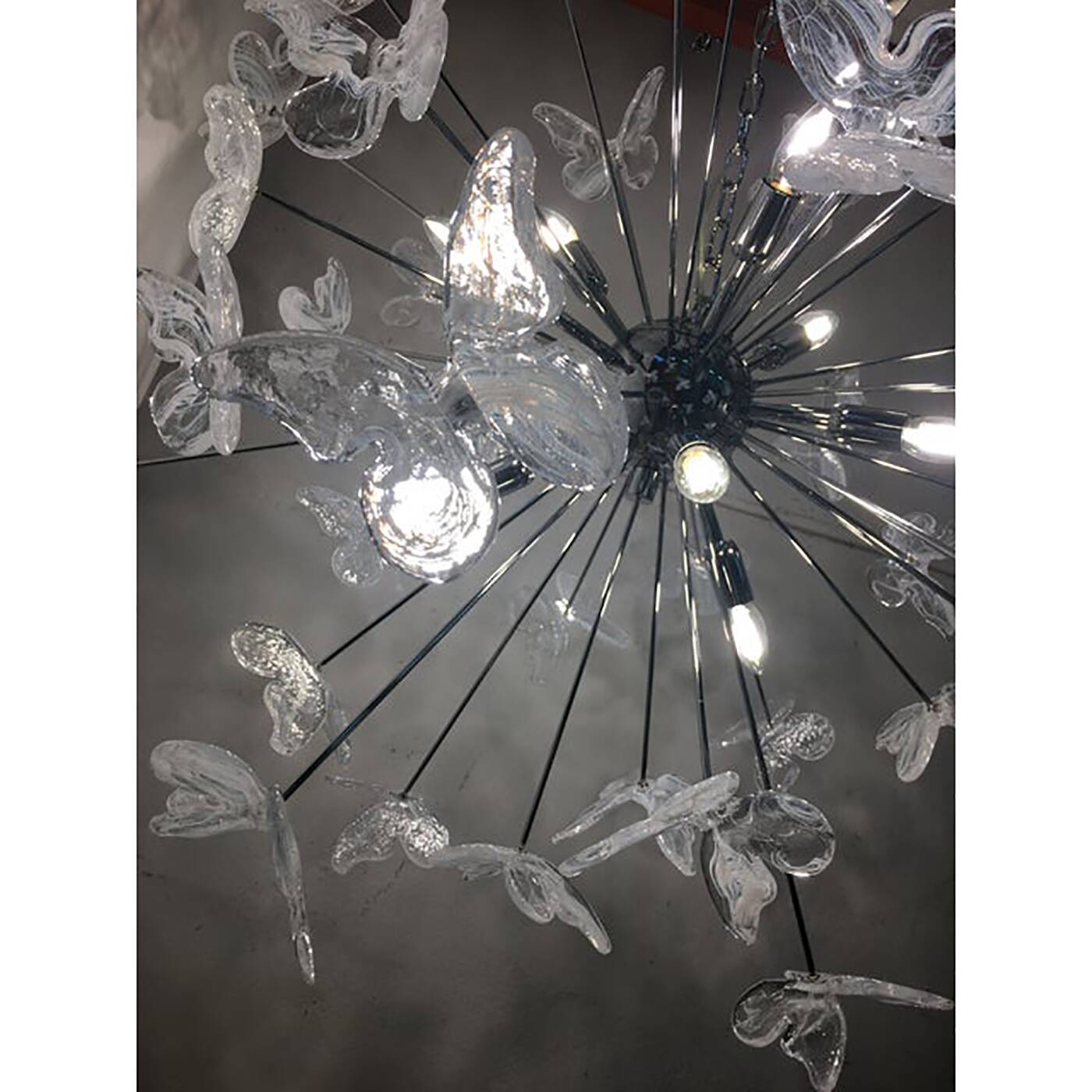 Contemporary White Butterfly Murano Glass Sputnik Chandelier