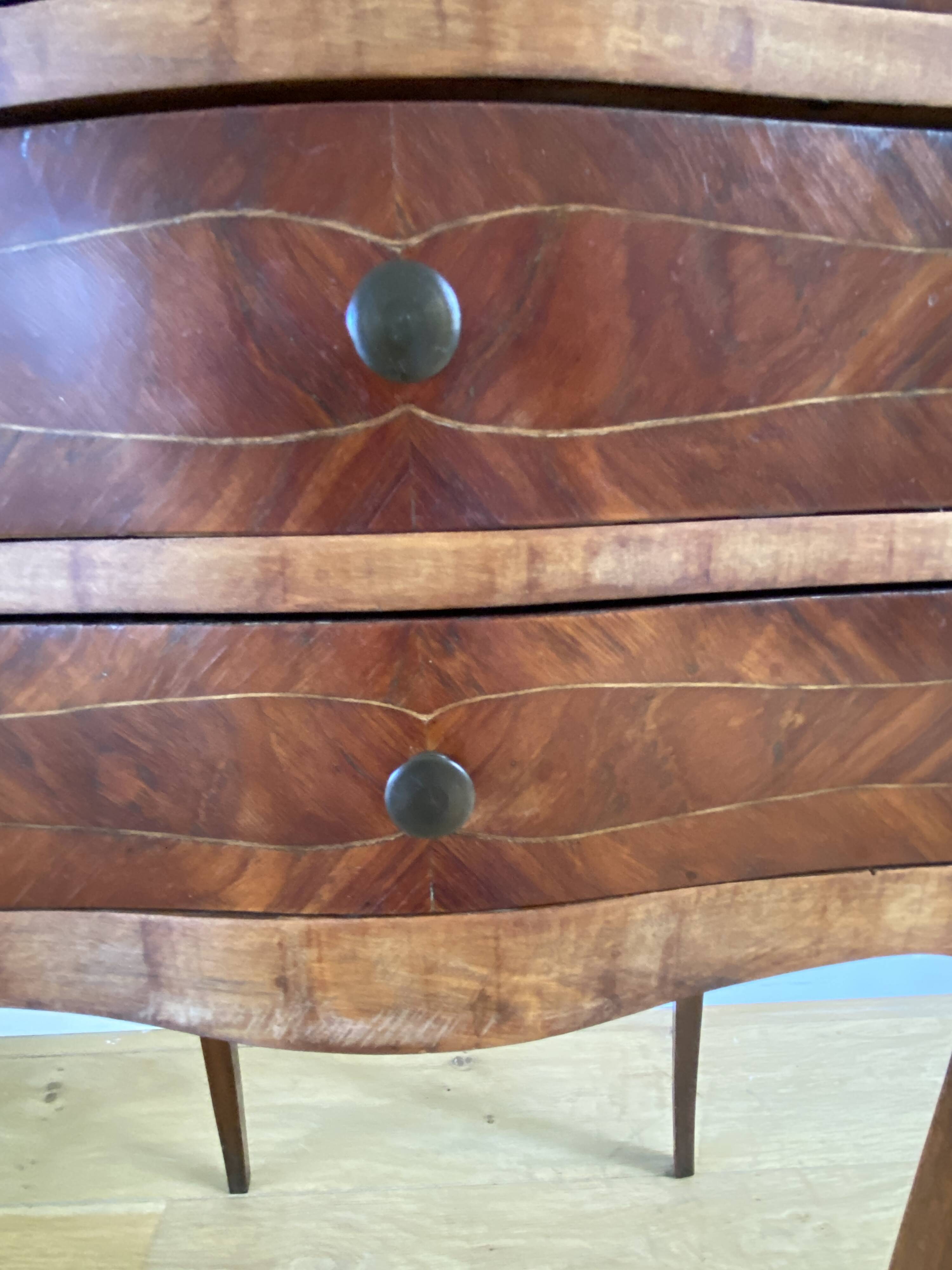 Antique marquetry bedside table – Louis XV style – 3 drawers
