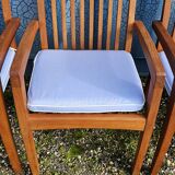 Stackable chair-armchair in solid teak with cushion by Vlaemynck