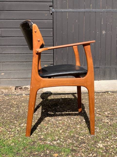 Eric Buch model 49 armchair, teak and leather, Denmark, 1960s