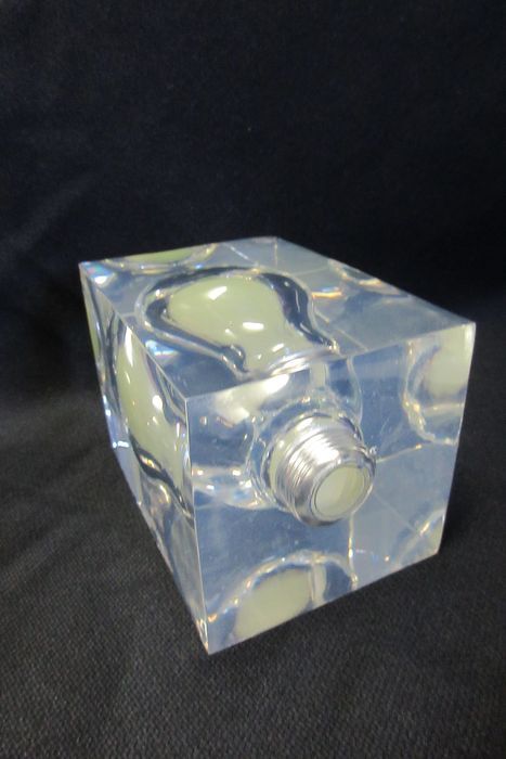 Pop art "Ampoule", fluorescent green light, design Pierre Giraudon 1970