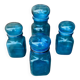 Lots de 4 pots en verre bleu vintage