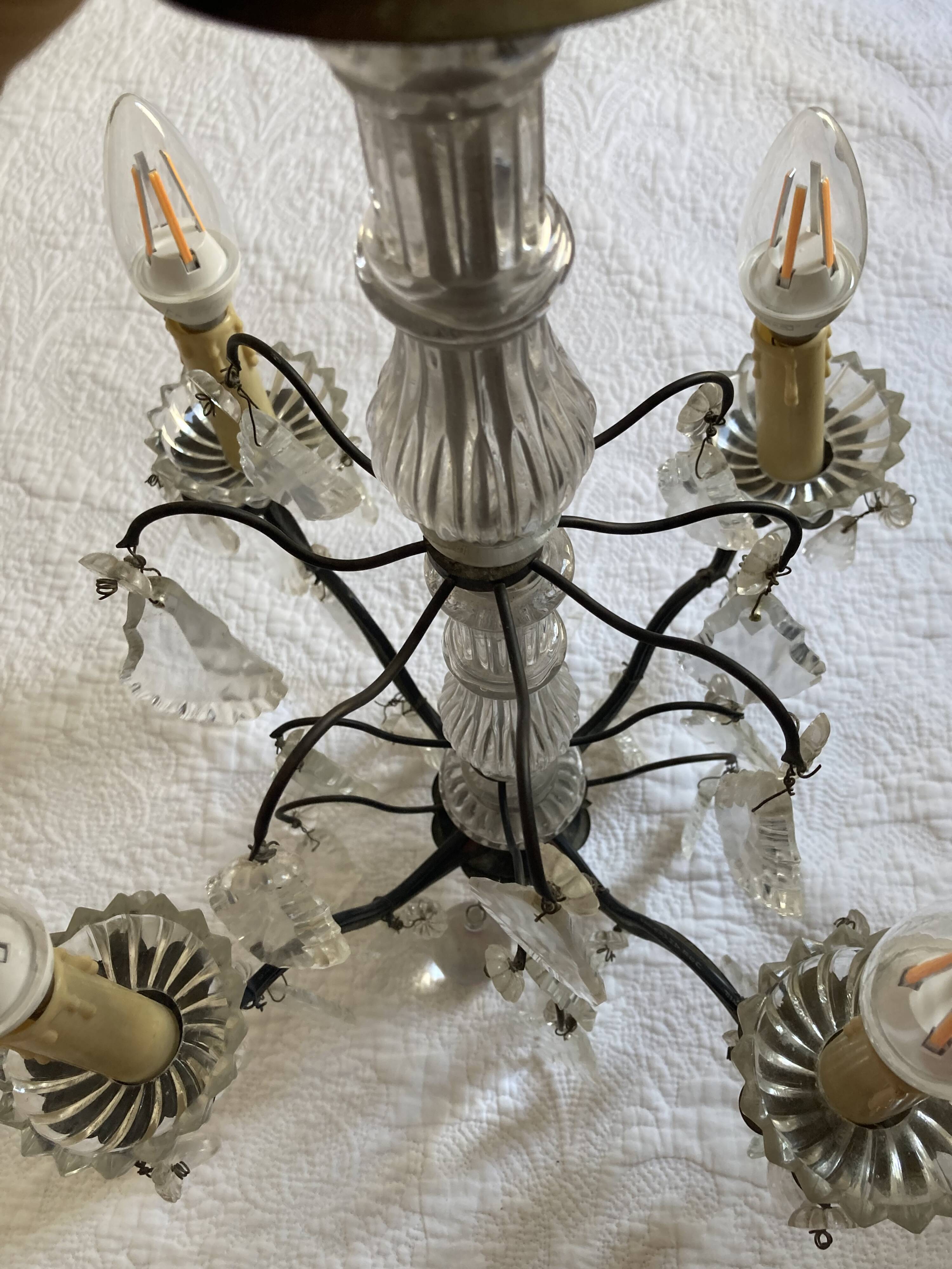 Lustre vintage à pampilles 4 branches