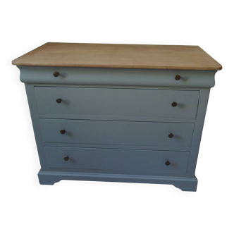 Beautifully crafted Louis Philippe style chest of drawers, enhanced in verdigris.