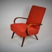 Curved wooden armchair from Ton 1960