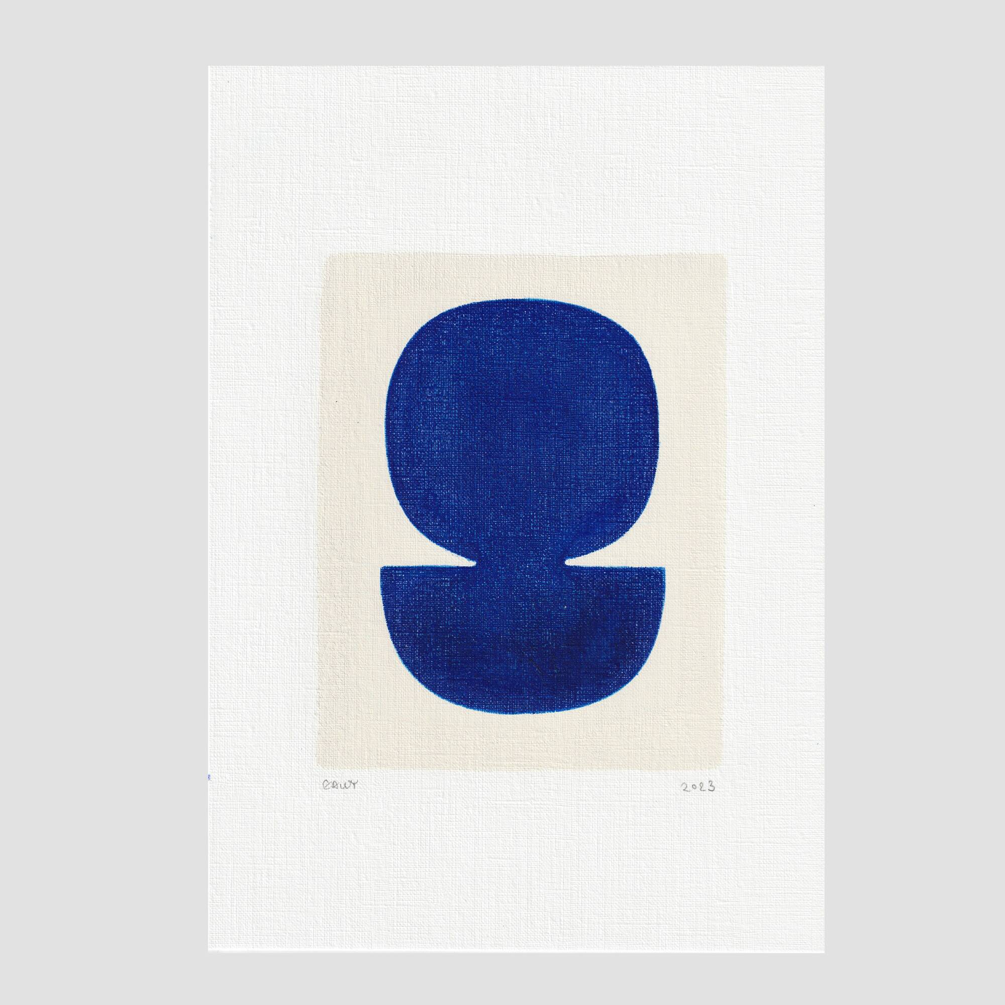 Peinture abstraite sur papier signée Eawy