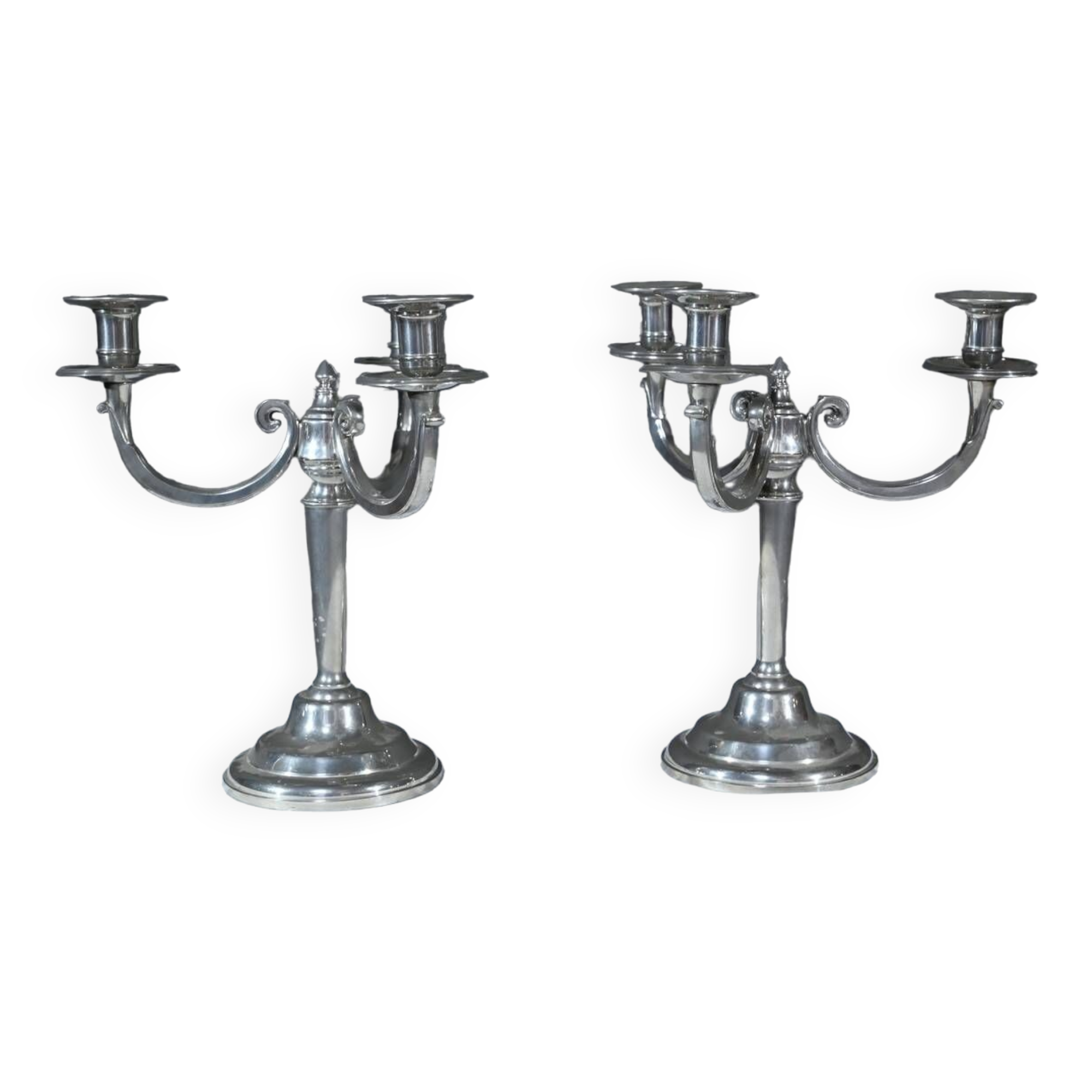 Pair of “Le Lingot” Candelabra in Pewter – Mid 20th Century