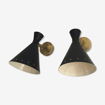 Pair wall lamps casserole black