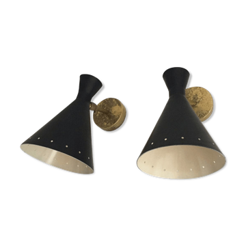 Pair wall lamps casserole black