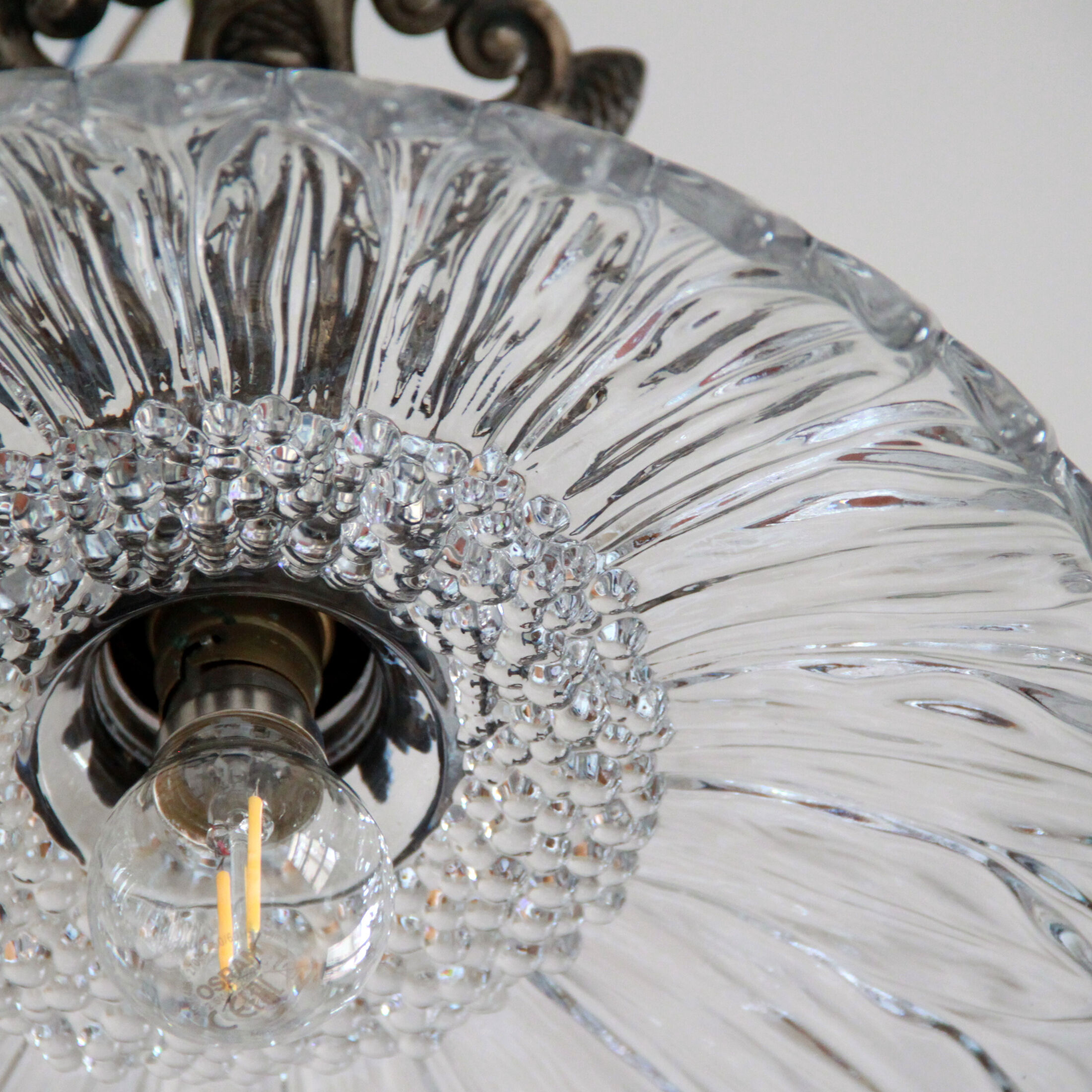 Ceiling lamp suspension crystal and bronze lamp luminaire glass flower