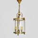 Old Louis XVI style vestibule lantern pendant light in brass and glass with 3 lights