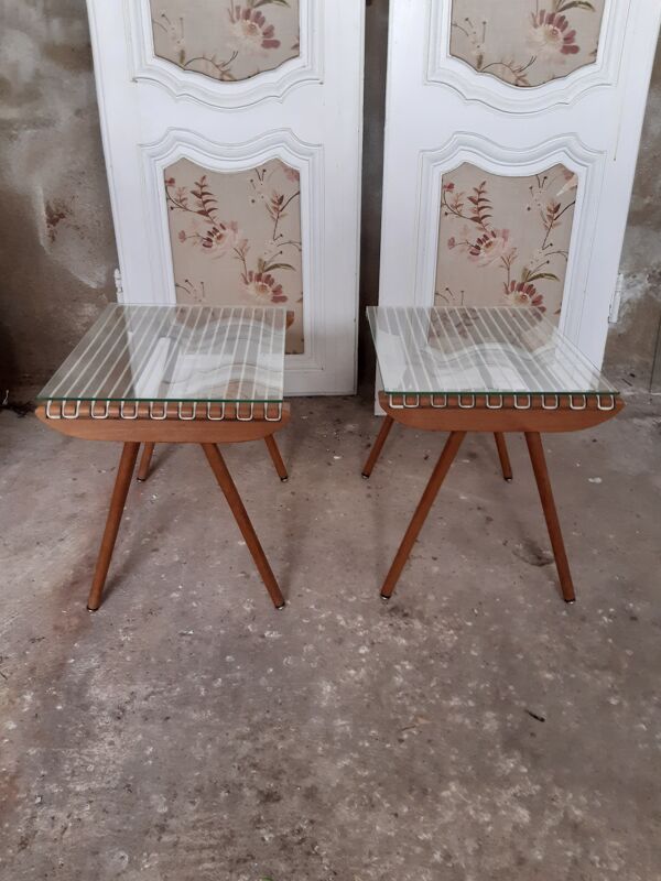 Duo de bouts de canapé Georges Tigien teck