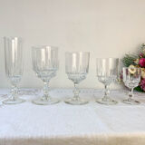 6 Luminarc white wine glasses, Lance model, 1970, made in France