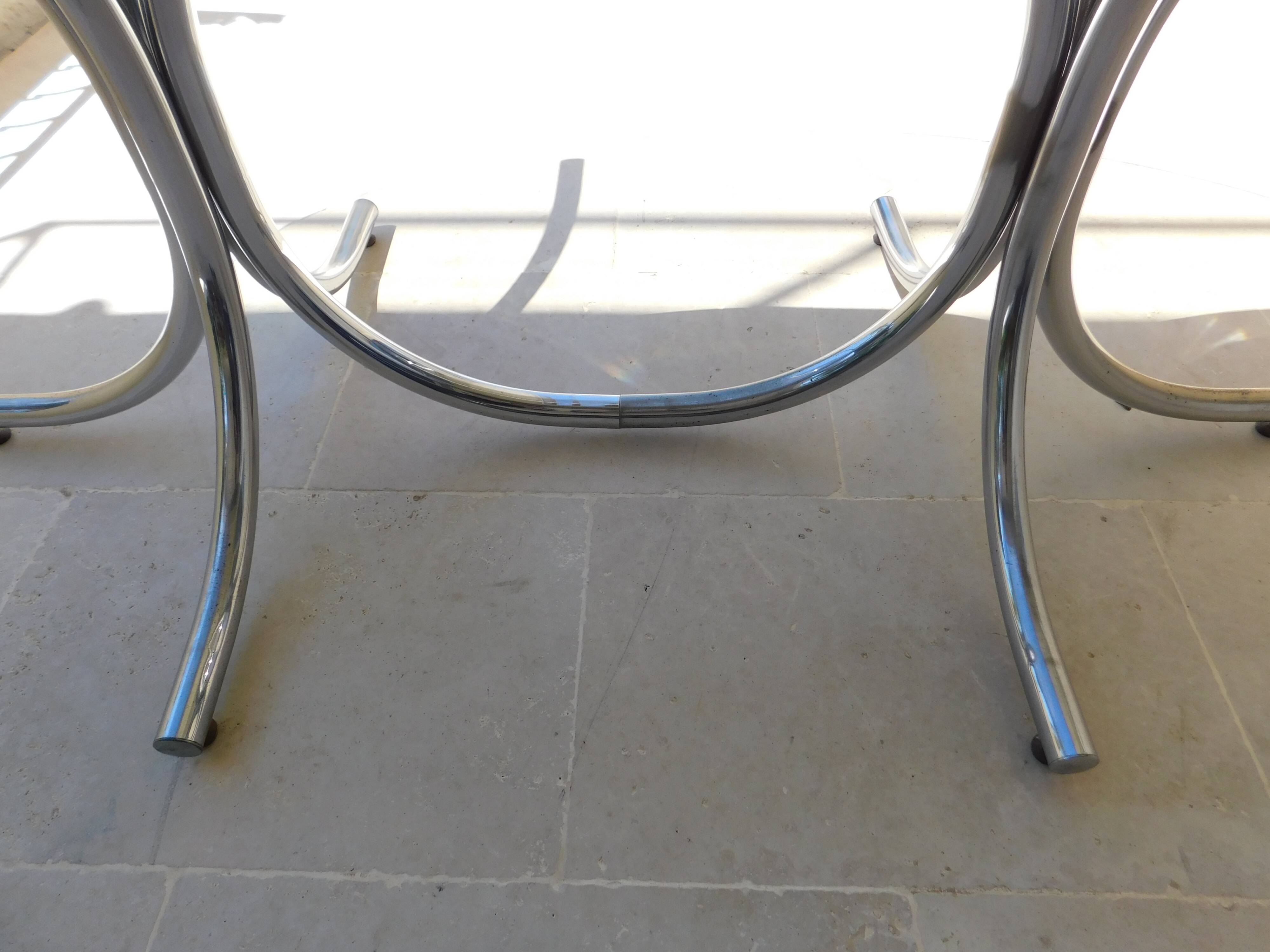 Vintage 70 ' glass table top chrome plated feet