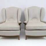 Attributed of Paolo Buffa Mid-Century Modern Italian Velvet Armchairs, 1950