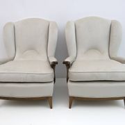 Attributed of Paolo Buffa Mid-Century Modern Italian Velvet Armchairs, 1950