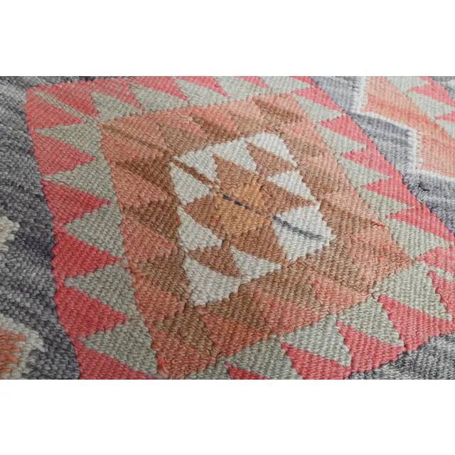 Orange Pink Turkish Oushak Vintage Handmade Wool Runner Rug  100x290