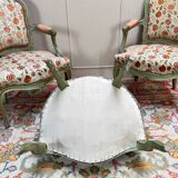 Set of Three Louis XV Style Lacquered Wood Armchairs, 19th Century