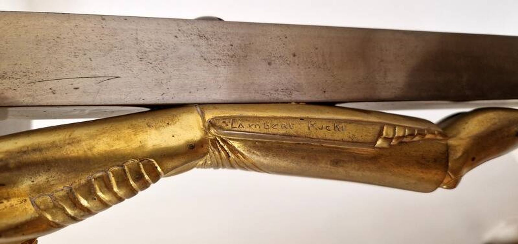 Jean Lambert-Rucki (1888-1967) - Important gilded bronze sculpture - Christ on the cross - Signed
