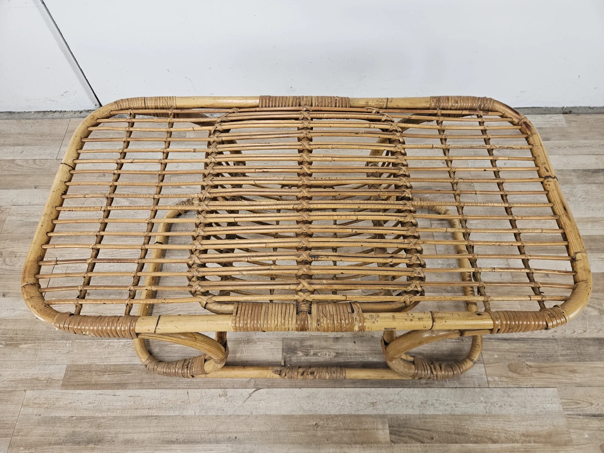 Vintage wicker side table, 1970