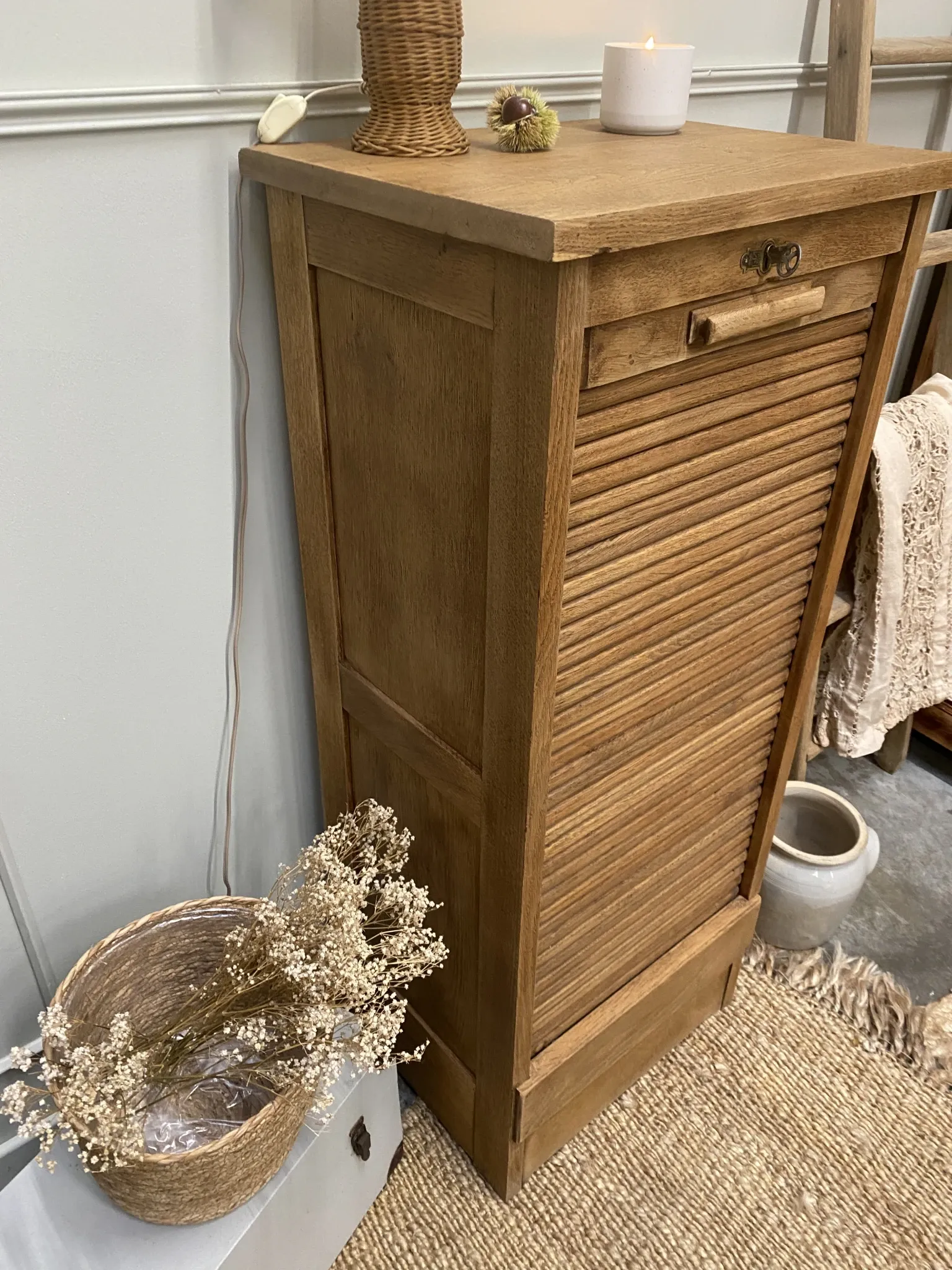 oak curtain furniture / filing cabinet