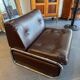 Beka-france convertible armchair in brown leather – chrome structure – 1970s