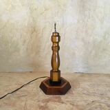 Pied de lampe bois en marqueterie