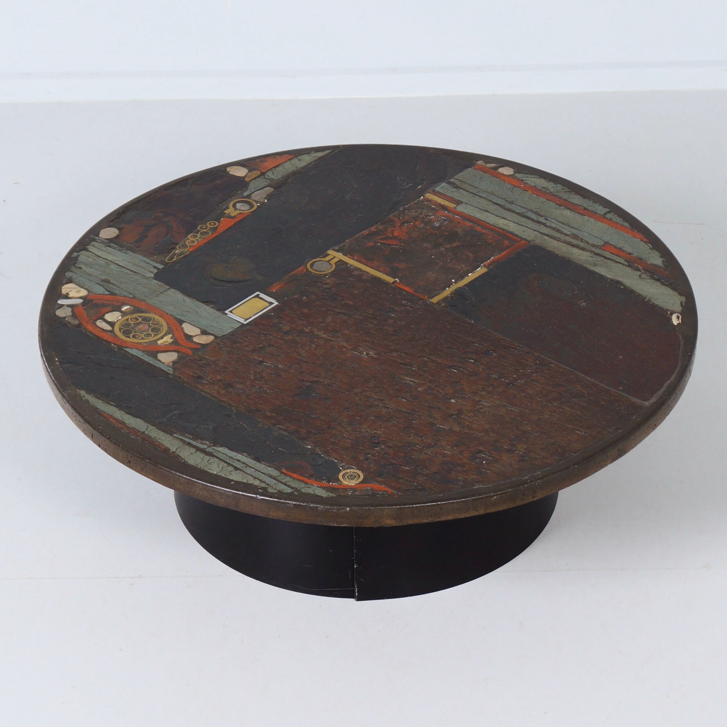 Coffee table by Paul Kingma, 1979 – Mosaic in earth tones, Ø100 cm