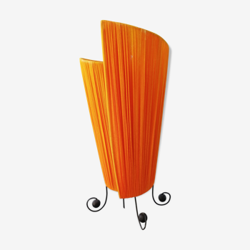 Lampe vintage en fer et tissu tendu orange, 1970