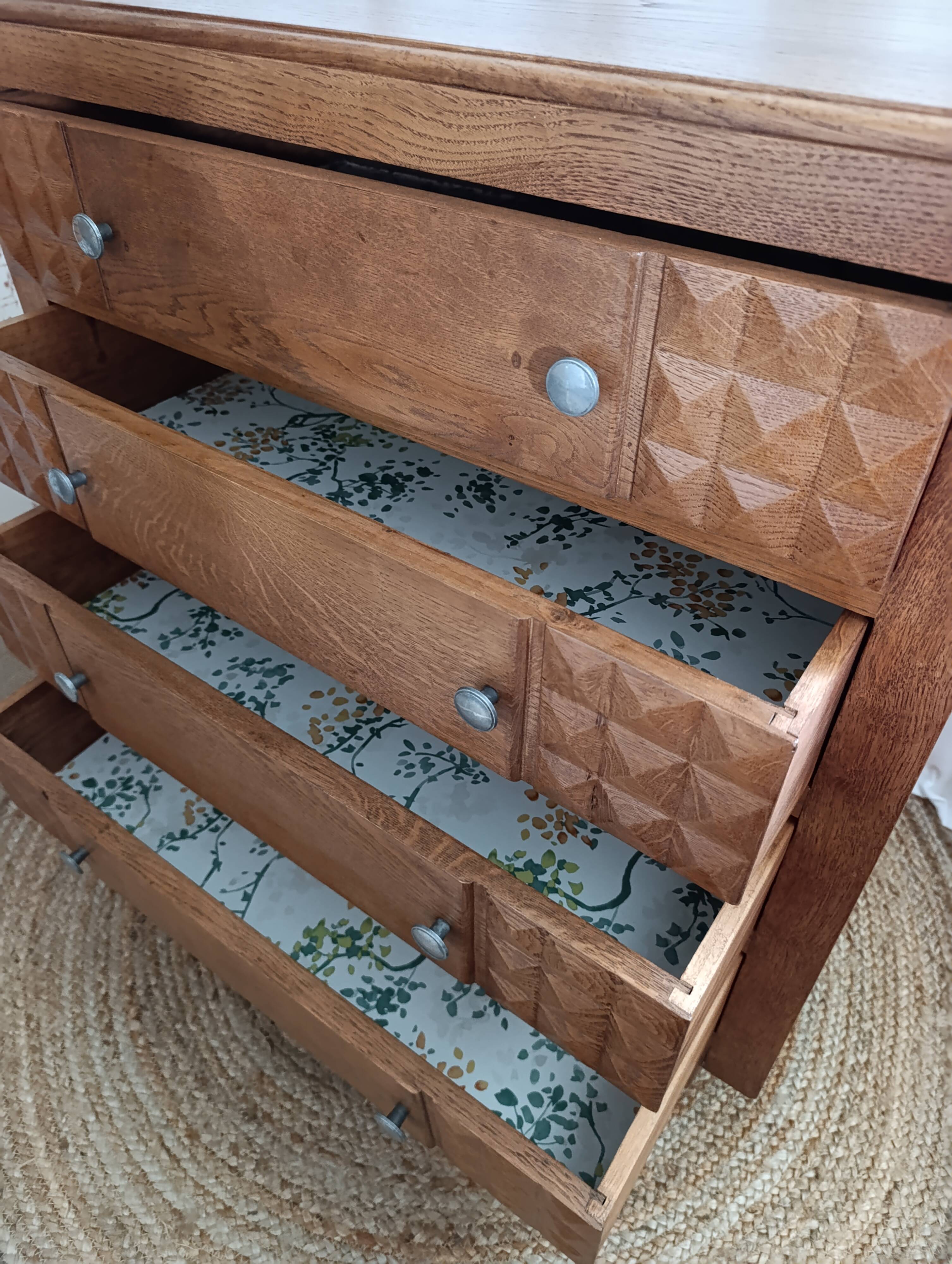 Restored solid oak chest of drawers – Art Deco style