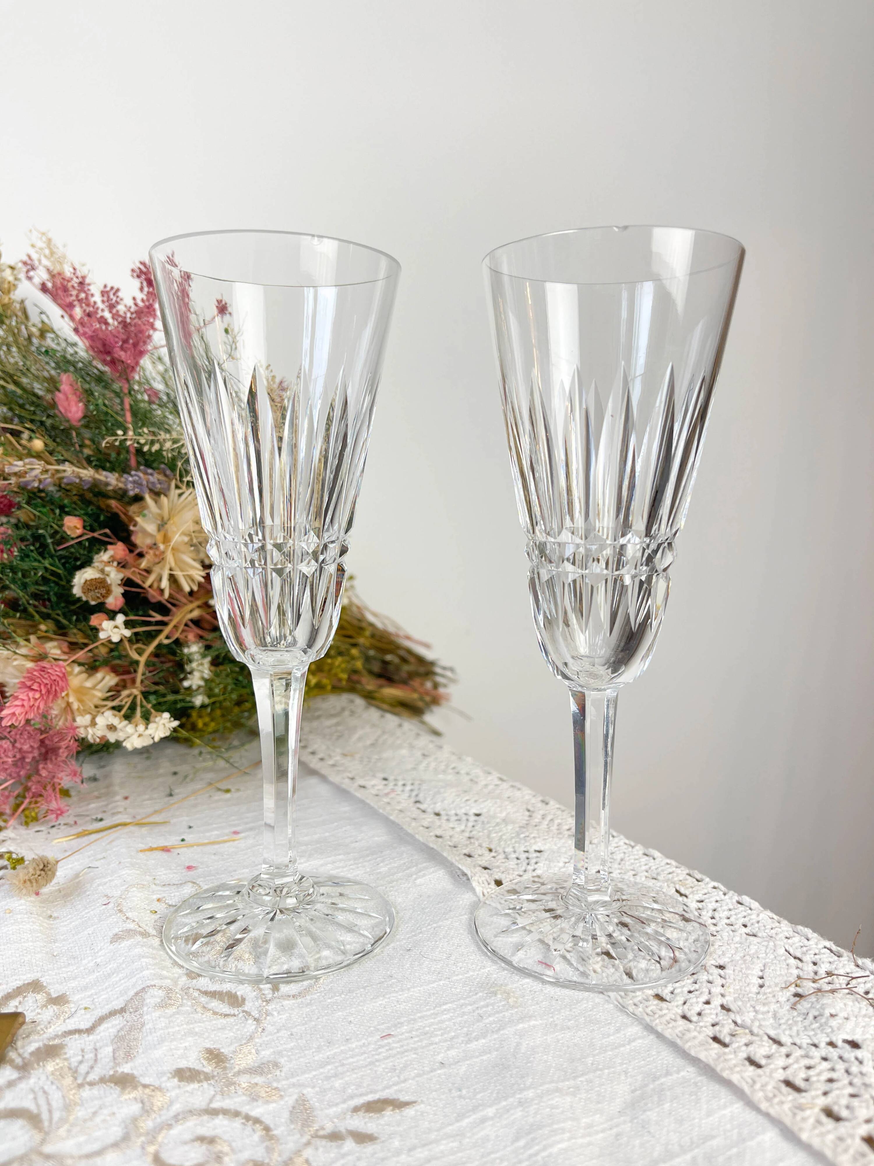 9 cut crystal flutes French