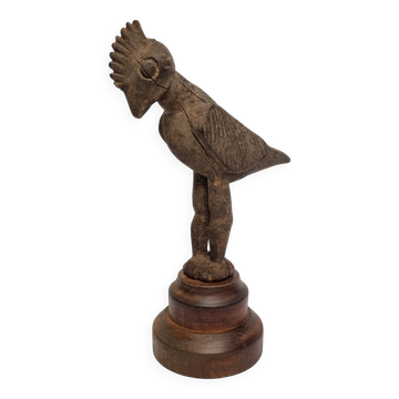 Oiseau fétiche Lobi en bois ancien Sculpture tribale du Burkina Faso 22 cm