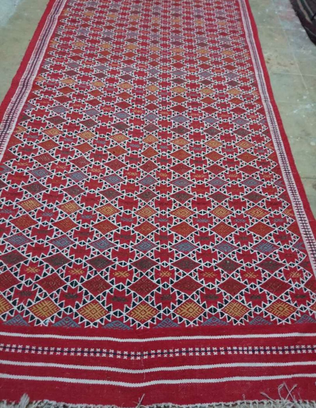 Red Berber carpet Handmade wool 105x205cm