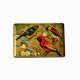 Large metal box - lithograph signed M. Beaudet - bird decoration