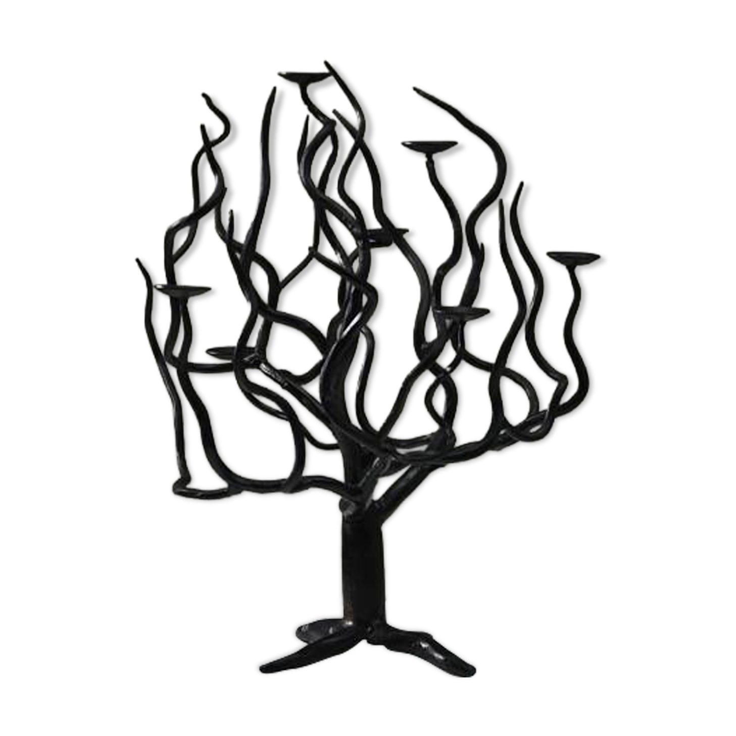 Black brutalist tree candle holder “tree of life” 1970s.