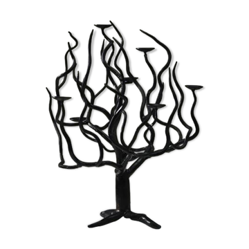 Black brutalist tree candle holder “tree of life” 1970s.