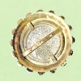 Vintage ceiling light in molded glass and golden brass