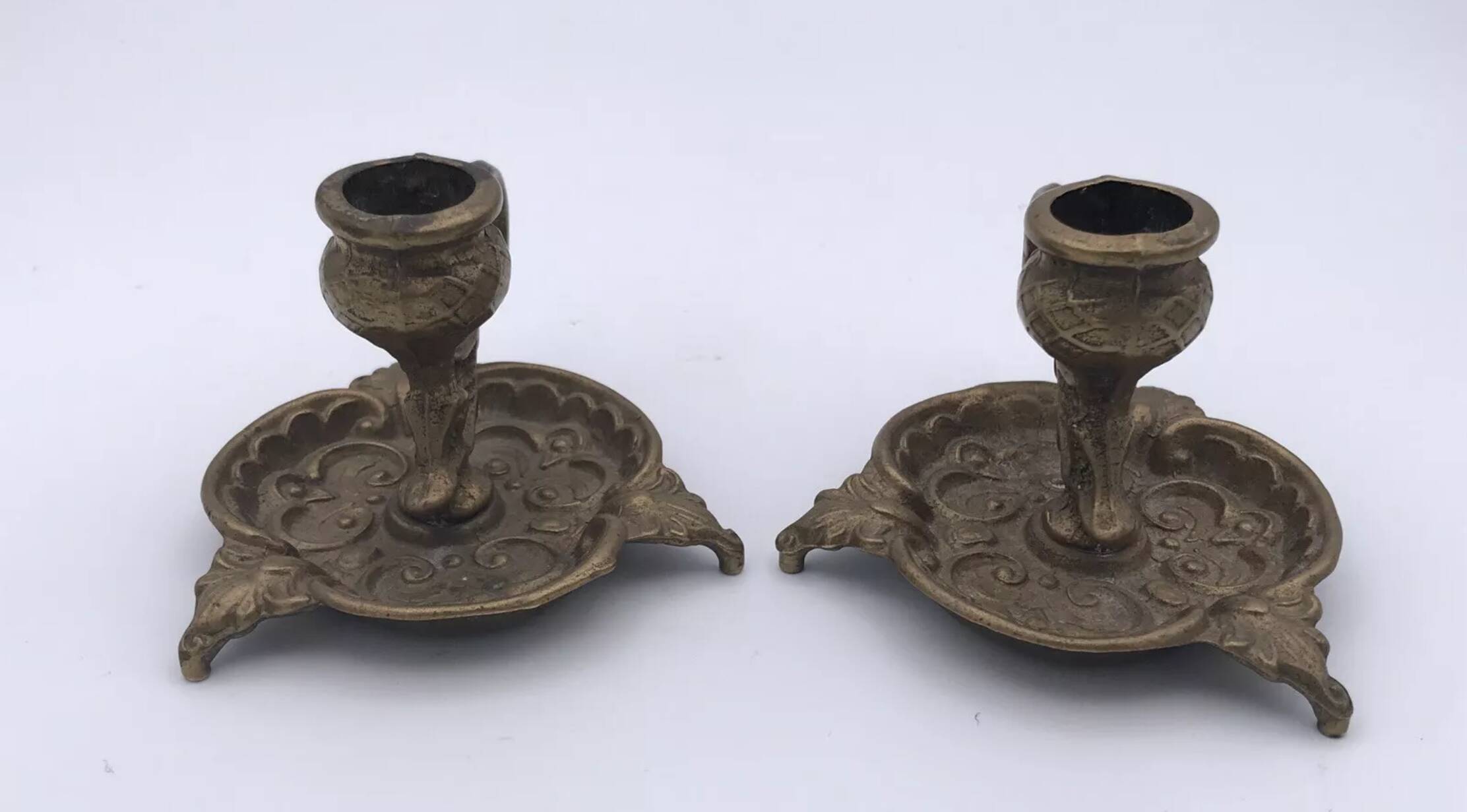 Pair of vintage brass table candlesticks