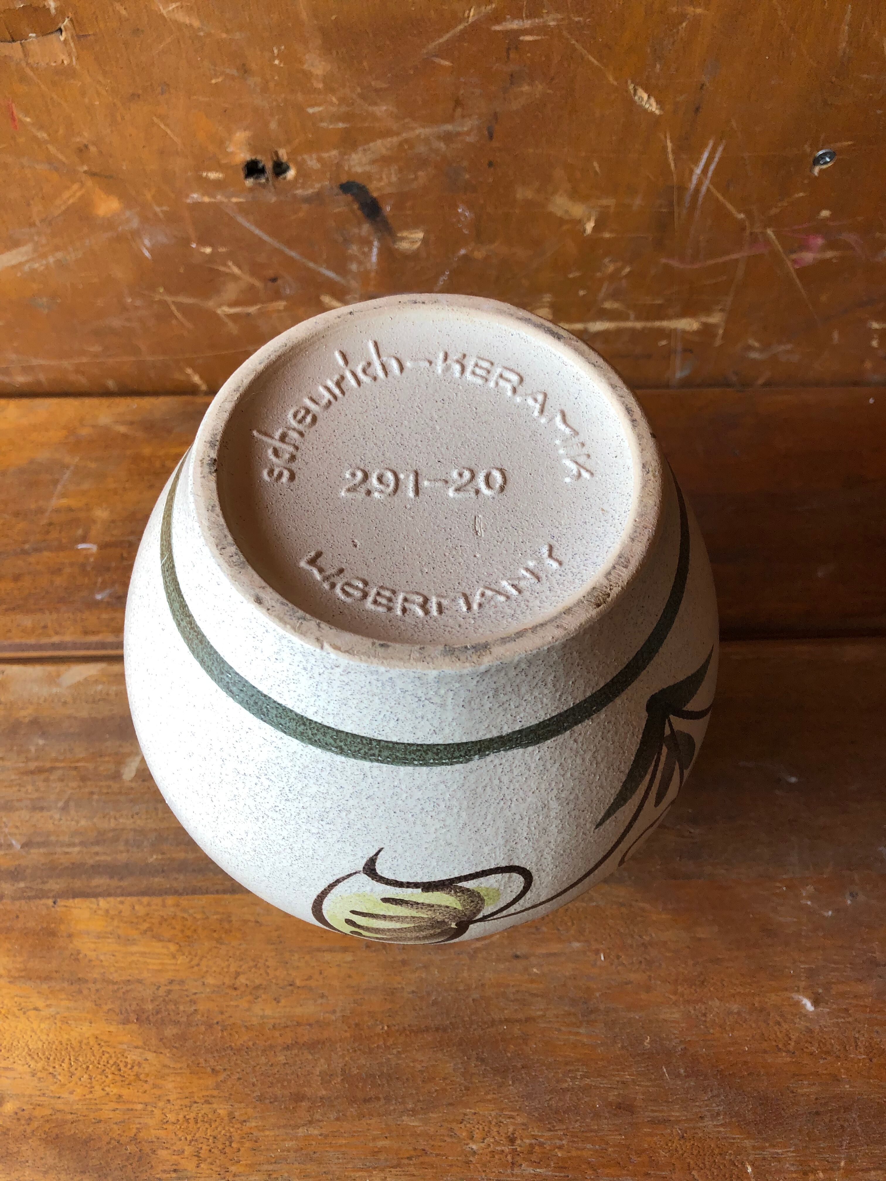 Old ceramic vase Scheurich Keramik beige vintage germany flower decor