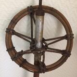 Wooden skis and vintage bamboo sticks